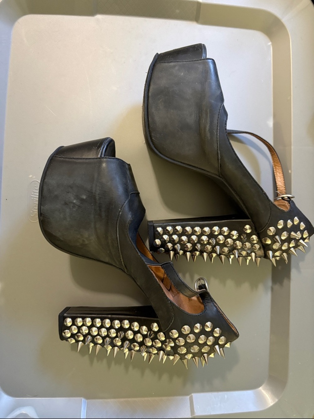 Jeffrey Campbell Black Studded Platform High Heel Pumps - Picture 2 of 9